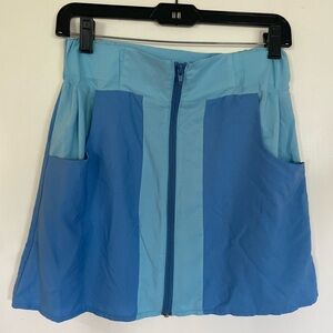 Blue Colorblock Skirt with Pockets